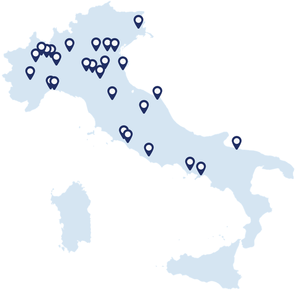 blue map of Italy